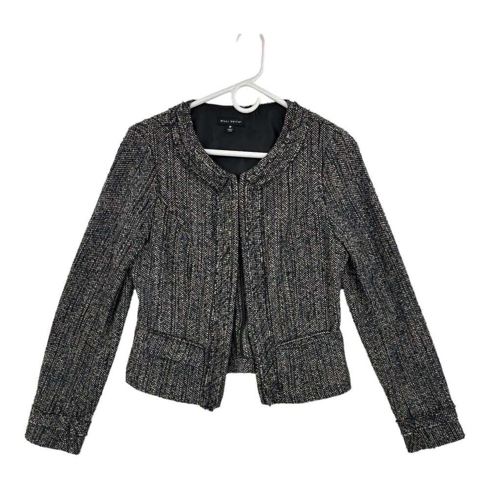 Willi Smith Fringe Tweed Blazer, Size Medium, Pre-Owned